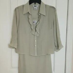 I.N. Studio 2 piece dress set dress pleated cardigan size 6 office summer spring